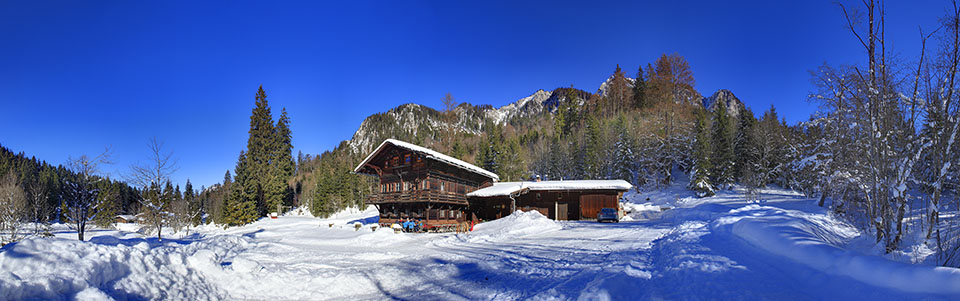 Panoramaaufnahme der Bleckenau im Winter