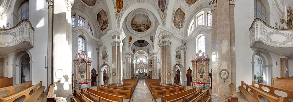 Panoramaaufnahme von der Kirche St. Mang in Füssen