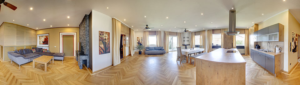 Panoramaaufnahme einer Ferienwohnung